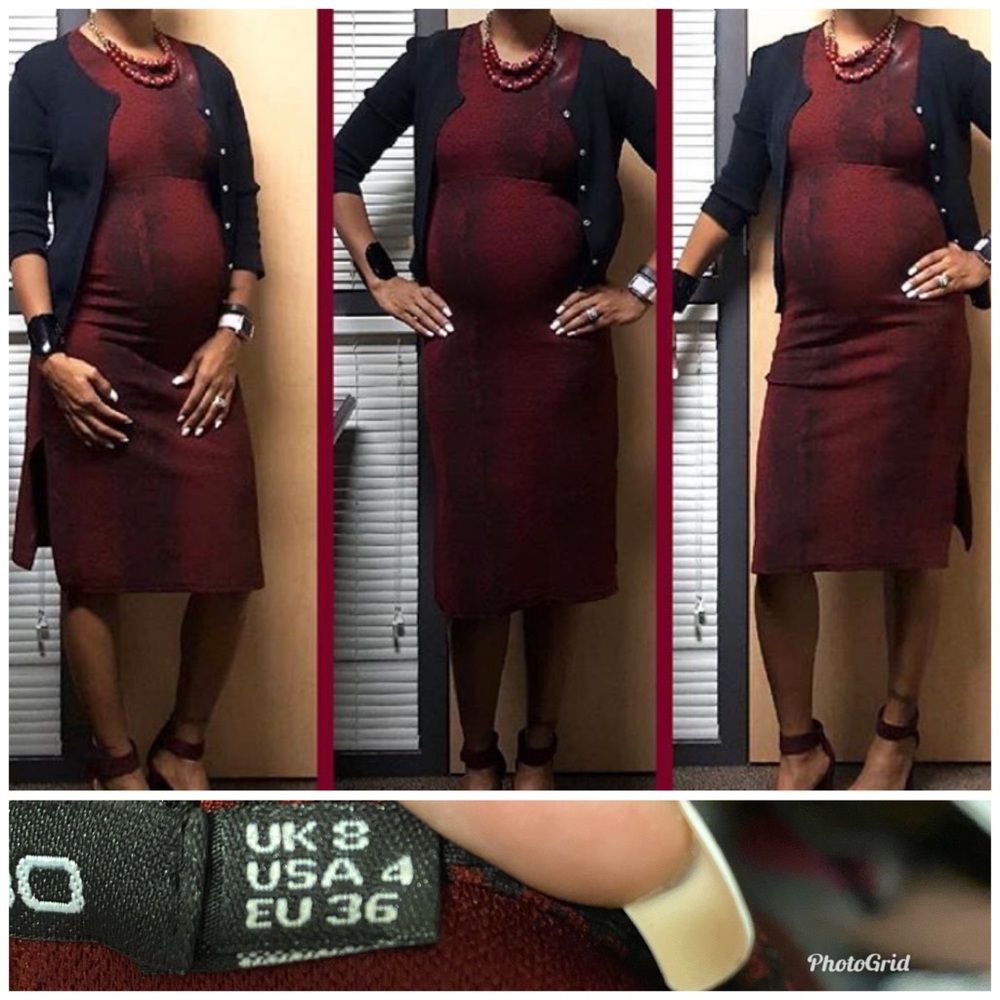 Snake Print Tie Front Maternity Dress. Size 4